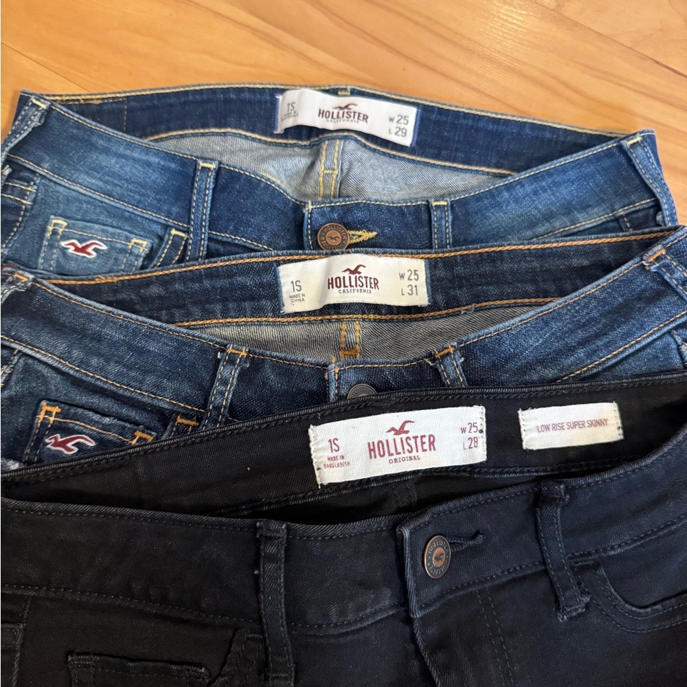 Hollister Petite Women's Blue and Black Skinny Jeans-3 pairs - Picture 8 of 8